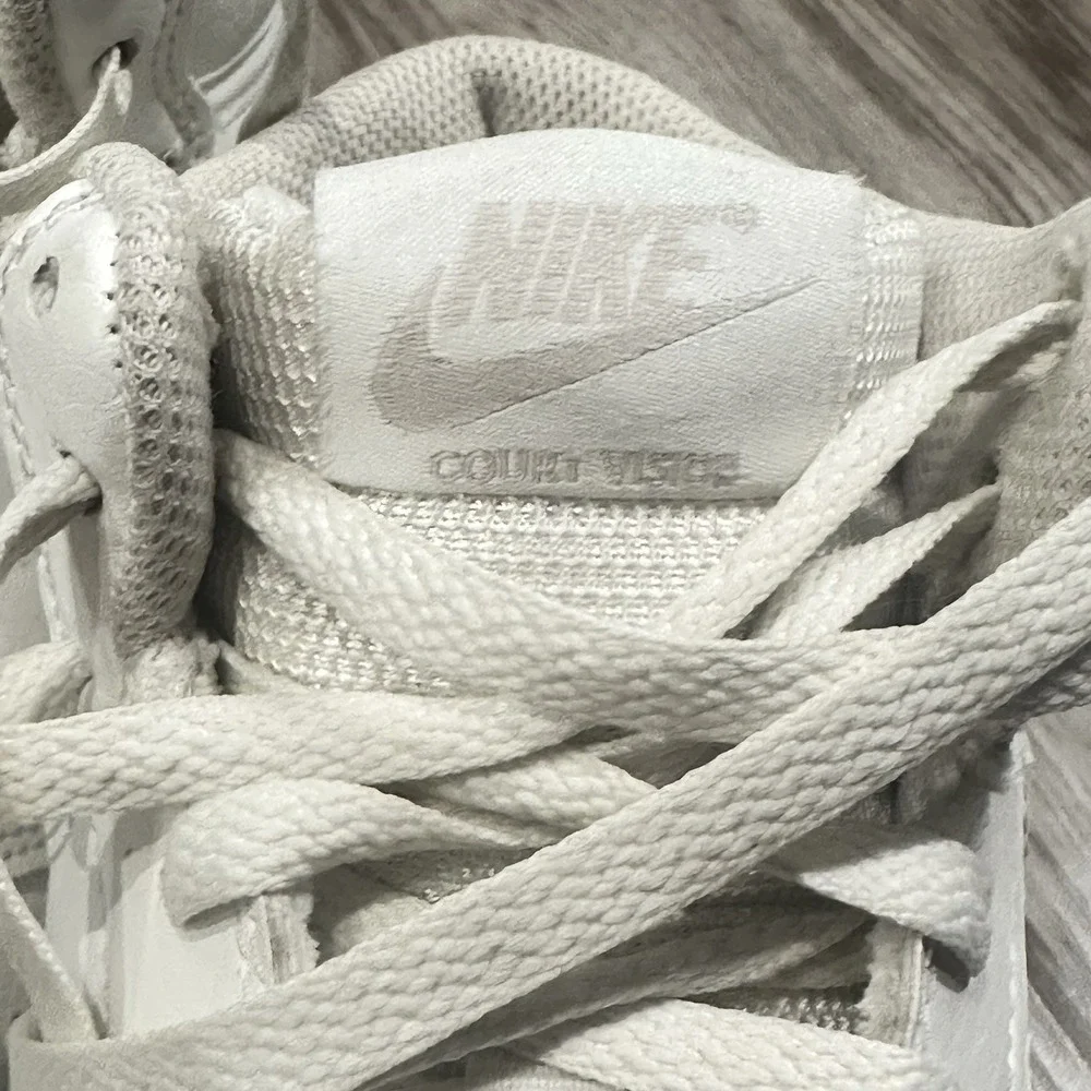Nike Court Vision Mid Womens 8 Leather Mid Top Sneakers CD5436-106 White Beige